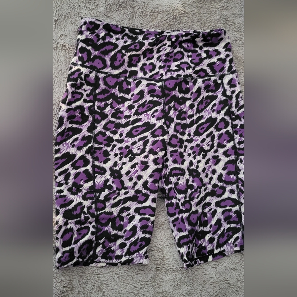 Women's Purple Leopard Athletic Shorts